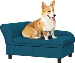 PawHut Elevated Dog Sofa Bed with Removable Cover & Storage, 29.9-in, Blue