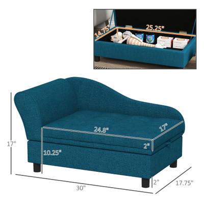 Show full view: PawHut Elevated Dog Sofa Bed with Removable Cover & Storage, 29.9-in, Blue slide 4 of 11