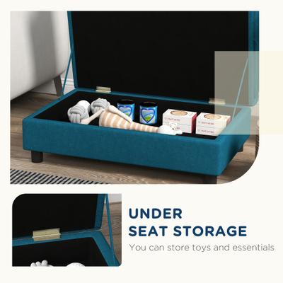 Show full view: PawHut Elevated Dog Sofa Bed with Removable Cover & Storage, 29.9-in, Blue slide 6 of 11