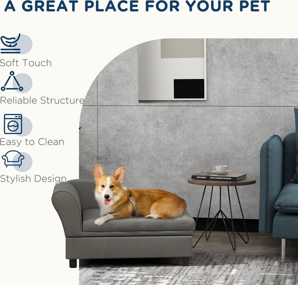PawHut Elevated Dog Bed with Removable Canopy, Gray