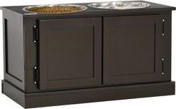 PawHut Elevated Large-Dog Bowls with Storage, Coffee