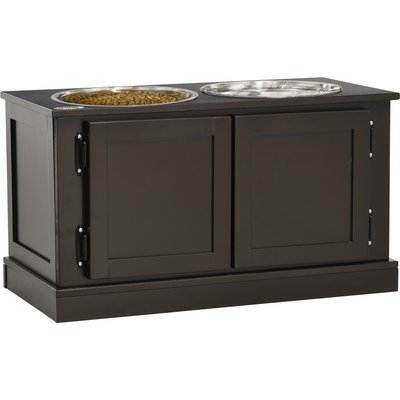 PawHut PawHut Elevated Large-Dog Bowls with Storage, Coffee