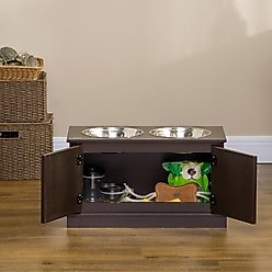 PawHut Elevated Large-Dog Bowls with Storage, Coffee slide 2 of 9