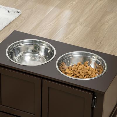 Show full view: PawHut Elevated Large-Dog Bowls with Storage, Coffee slide 8 of 10