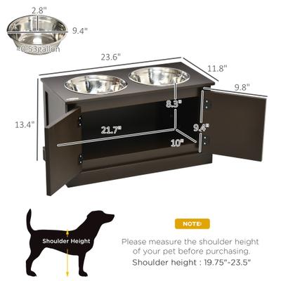 Show full view: PawHut Elevated Large-Dog Bowls with Storage, Coffee slide 3 of 10