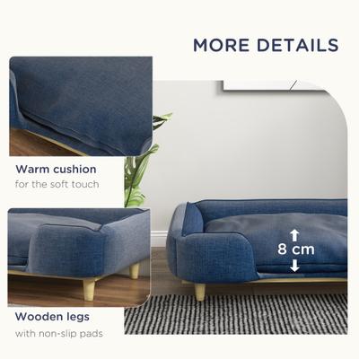 Show full view: PawHut Elevated Large Dog Couch Bed with Removable Cover, Blue, 37.8-in slide 6 of 9