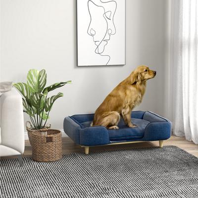Show full view: PawHut Elevated Large Dog Couch Bed with Removable Cover, Blue, 37.8-in slide 2 of 9