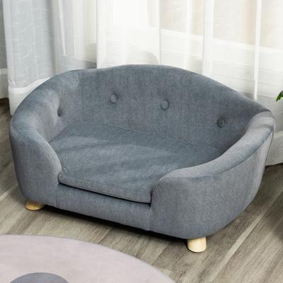 Show full view: PawHut Elevated Miniature Dog Couch Bed with Removable Cover, Gray, 27.6-in slide 10 of 11
