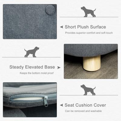 Show full view: PawHut Elevated Miniature Dog Couch Bed with Removable Cover, Gray, 27.6-in slide 6 of 11