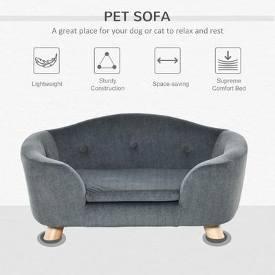Show full view: PawHut Elevated Miniature Dog Couch Bed with Removable Cover, Gray, 27.6-in slide 5 of 11