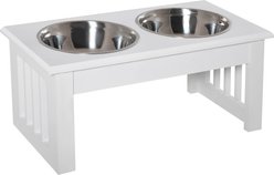 PawHut Elevated Puppy Dog Bowls, White