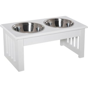 PawHut Elevated Puppy Dog Bowls, White