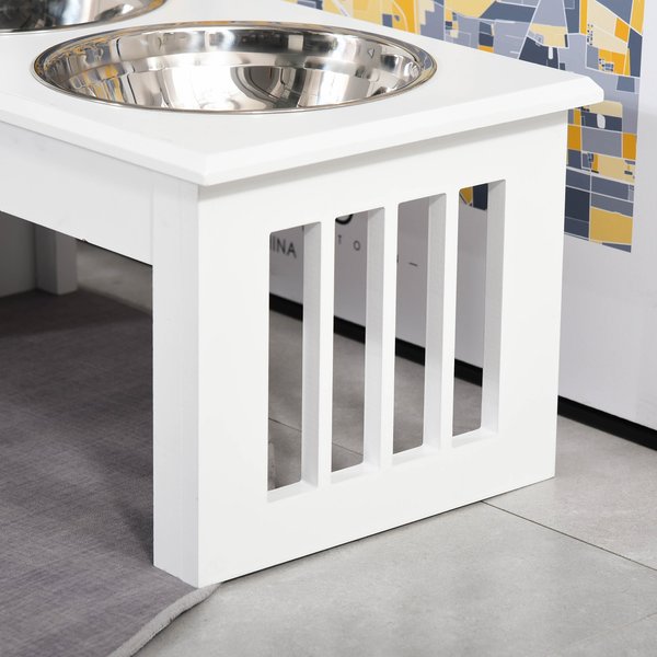PawHut Elevated Puppy Dog Bowls, White