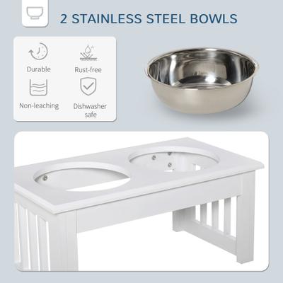 Show full view: PawHut Elevated Puppy Dog Bowls, White slide 6 of 10