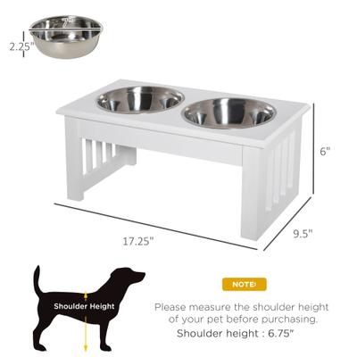 Show full view: PawHut Elevated Puppy Dog Bowls, White slide 4 of 10