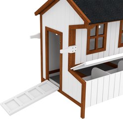 PawHut 43-in Wooden Chicken Coop, Nesting Box, Lockable Door, Handles, White slide 2 of 9