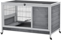PawHut Elevated Wooden Indoor Rabbit Hutch, Grey slide 2 of 9