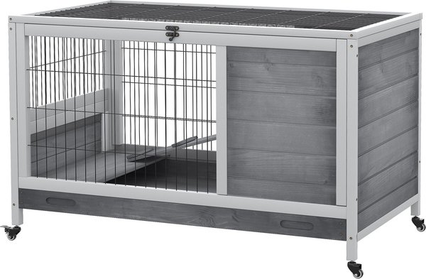PAWHUT Elevated Wooden Indoor Rabbit Hutch, Grey - Chewy.com