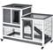 Show in main carousel: PawHut Elevated Wooden Indoor Rabbit Hutch, White/Grey slide 2 of 10