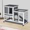 Show in main carousel: PawHut Elevated Wooden Indoor Rabbit Hutch, White/Grey slide 4 of 10