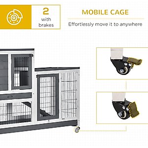PawHut Elevated Wooden Indoor Rabbit Hutch, White/Grey