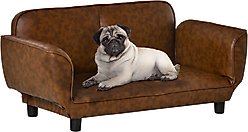 PawHut Expandable & Foldable PU Leather Dog Sofa Bed, Brown, 39-in to 52-in
