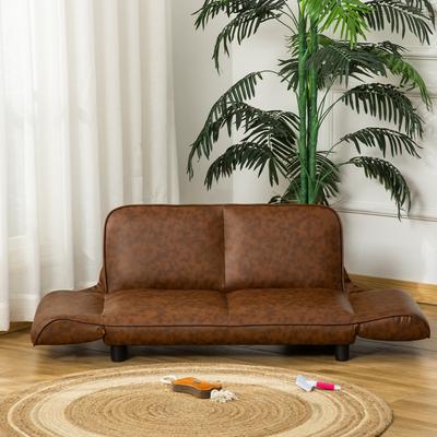 Show full view: PawHut Expandable & Foldable PU Leather Dog Sofa Bed, Brown, 39-in to 52-in slide 8 of 10