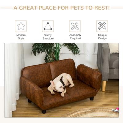 Show full view: PawHut Expandable & Foldable PU Leather Dog Sofa Bed, Brown, 39-in to 52-in slide 5 of 10
