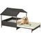 Show in main carousel: PawHut Extendable Wicker Outdoor Covered Dog Bed, Cream White, 38.6-in slide 1 of 10