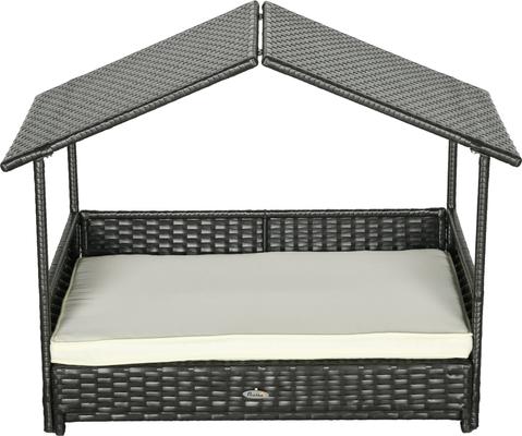 Show full view: PawHut Extendable Wicker Outdoor Covered Dog Bed, Cream White, 38.6-in slide 10 of 10