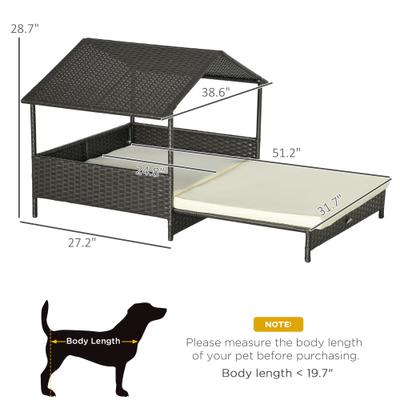 Show full view: PawHut Extendable Wicker Outdoor Covered Dog Bed, Cream White, 38.6-in slide 4 of 10