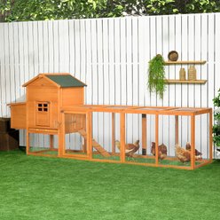 PawHut Extra Large Run Included with Removable Tray Chicken Coop, Orange, 117.25 x 26.75 x 46.5-in