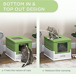 PawHut Fully Enclosed Cat Litter Box with Front Entry, Top Exit, 19-in, Multicolored slide 2 of 9