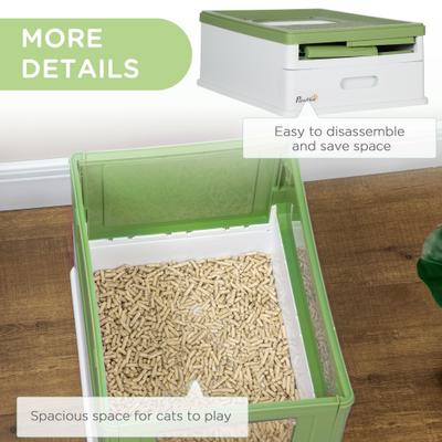 Show full view: PawHut Fully Enclosed Cat Litter Box with Front Entry, Top Exit, 19-in, Multicolored slide 7 of 9