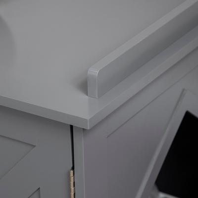 Show full view: PawHut Furniture Style Cat Litter Box Enclosure Farmhouse Table, Grey, 33.75 x 19 x 20.5-in slide 9 of 9