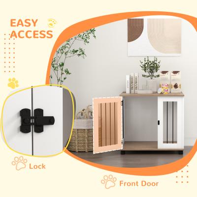 Show full view: PawHut Furniture Style Dog Crate, Brown, 29 inch slide 6 of 9