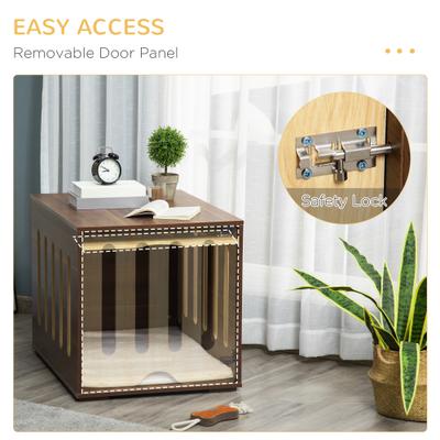 Show full view: PawHut Furniture Style Dog Crate End Table with Removable Door Panel, Brown, 24 inch slide 5 of 9