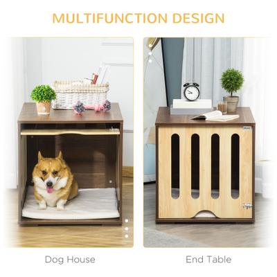 Show full view: PawHut Furniture Style Dog Crate End Table with Removable Door Panel, Brown, 24 inch slide 4 of 9
