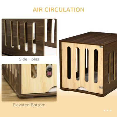 Show full view: PawHut Furniture Style Dog Crate End Table with Removable Door Panel, Brown, 24 inch slide 8 of 9