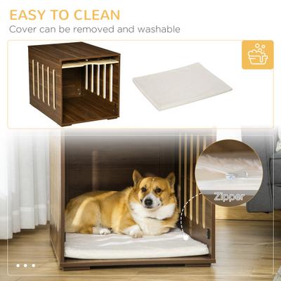 Show full view: PawHut Furniture Style Dog Crate End Table with Removable Door Panel, Brown, 24 inch slide 6 of 9