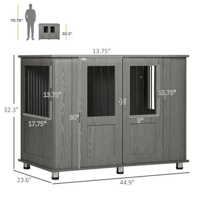 Show full view: PawHut Furniture Style Dog Crate, Gray, 46 inch slide 3 of 9