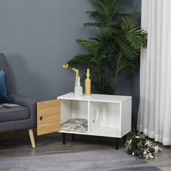PawHut Furniture Style Elevated Cat House Side Table with Cushion & Storage, White, 29.5 x 15.75 x 22-in slide 2 of 9