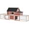 Show in main carousel: PawHut Garden Backyard Outdoor House Wooden with Nesting Box, Double Runs, Asphalt Roof & Ramp Chicken Coop, 114.25 x 28 x 46.75-in slide 2 of 9