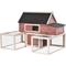Show in main carousel: PawHut Garden Backyard Outdoor House Wooden with Nesting Box, Double Runs, Asphalt Roof & Ramp Chicken Coop, 114.25 x 28 x 46.75-in slide 4 of 9