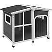 Show in main carousel: PawHut Giant Window Wooden Indoor/Outdoor Dog House, Dark Gray slide 1 of 9