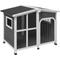 Show in main carousel: PawHut Giant Window Wooden Indoor/Outdoor Dog House, Dark Gray slide 1 of 10