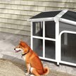 Show in main carousel: PawHut Giant Window Wooden Indoor/Outdoor Dog House, Dark Gray slide 9 of 9