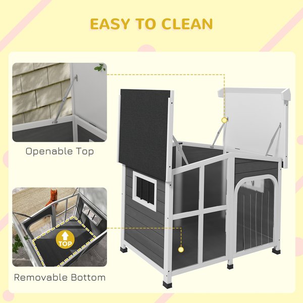 Show full view: PawHut Giant Window Wooden Indoor/Outdoor Dog House, Dark Gray slide 5 of 9
