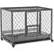 Show in main carousel: PawHut Heavy Duty Double Door & Food Bowl Metal Dog Crate, Black, 49 inch slide 1 of 9