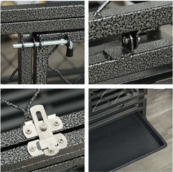 PawHut Heavy Duty Double Door & Food Bowl Metal Dog Crate, Black, 49 inch slide 2 of 9